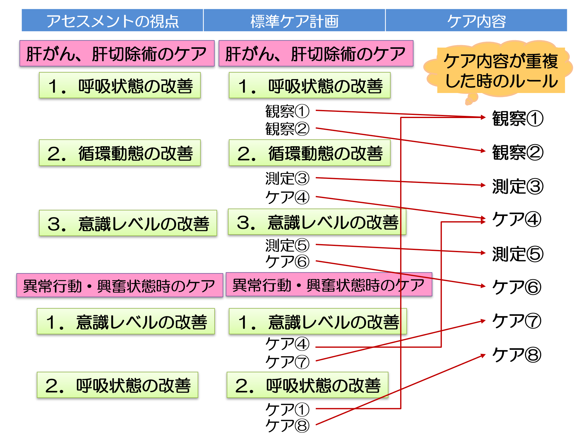 アセスメントの視点のケアルール